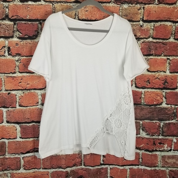 Zara Tops - ZARA W/B collection t- shirt white with lace Sz L